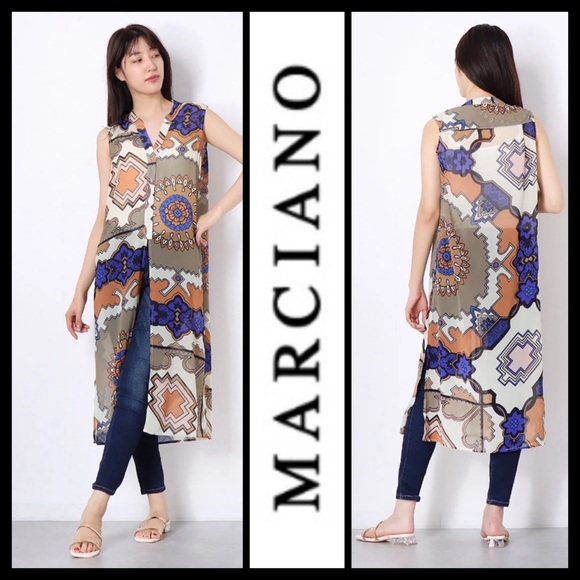 NWOT Marciano Abstract Chiffon Duster - Picture 2 of 9